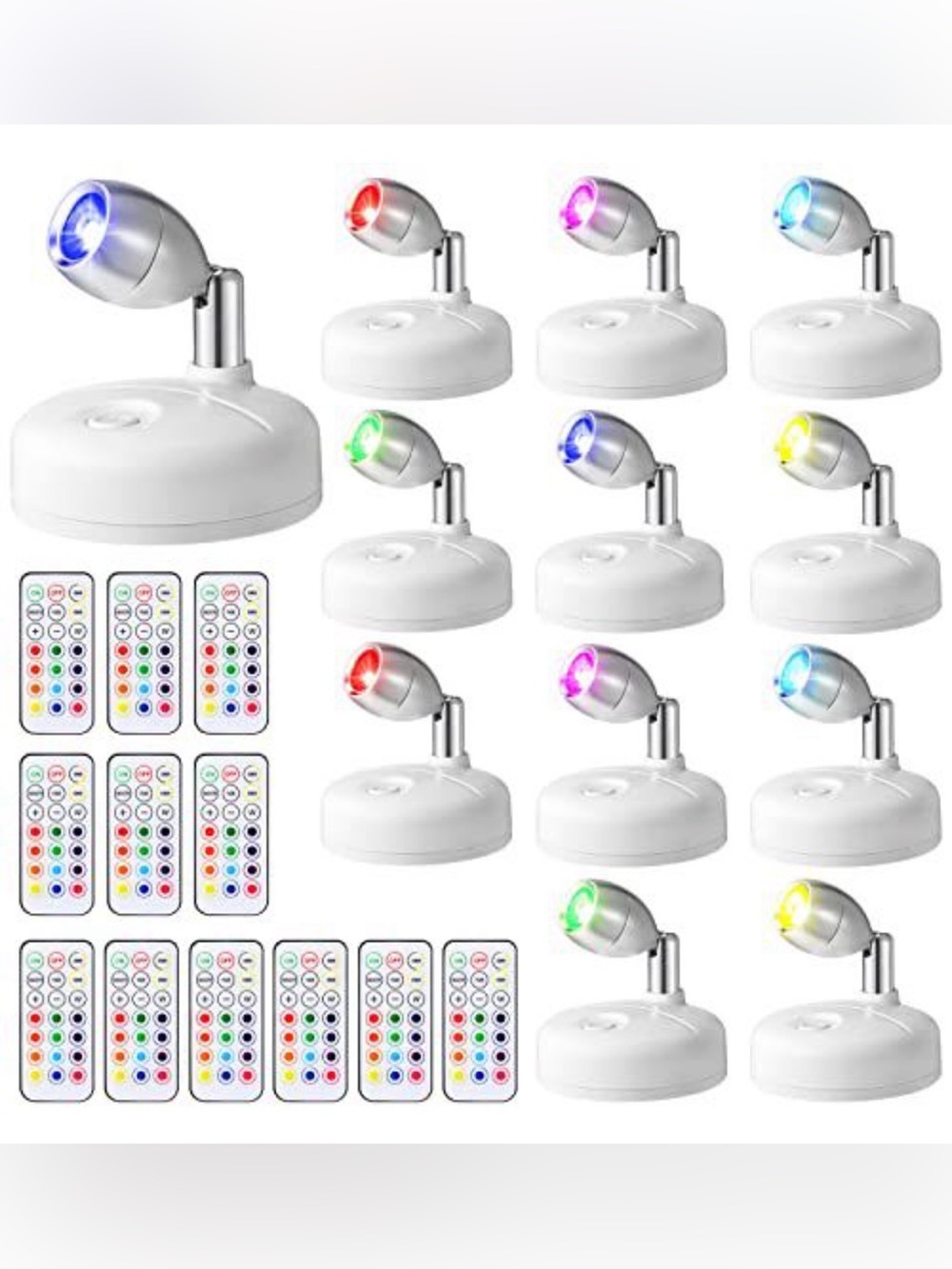 12Pcs Battery Operated Spotlights Indoor Led